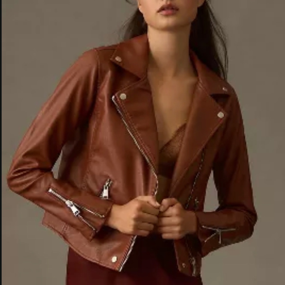 ANTHROPOLOGIE FAUX LEATHER MOTO JACKET xxs